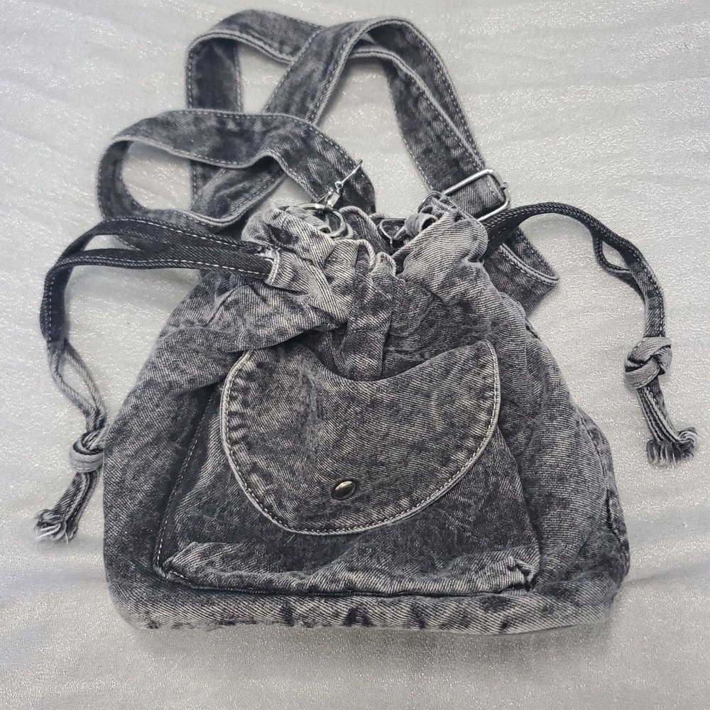 Acid Wash Grey Y2K Grunge Denim Drawstring 90s Bag Punk VTG Spicy‎ Girl 
Gritty